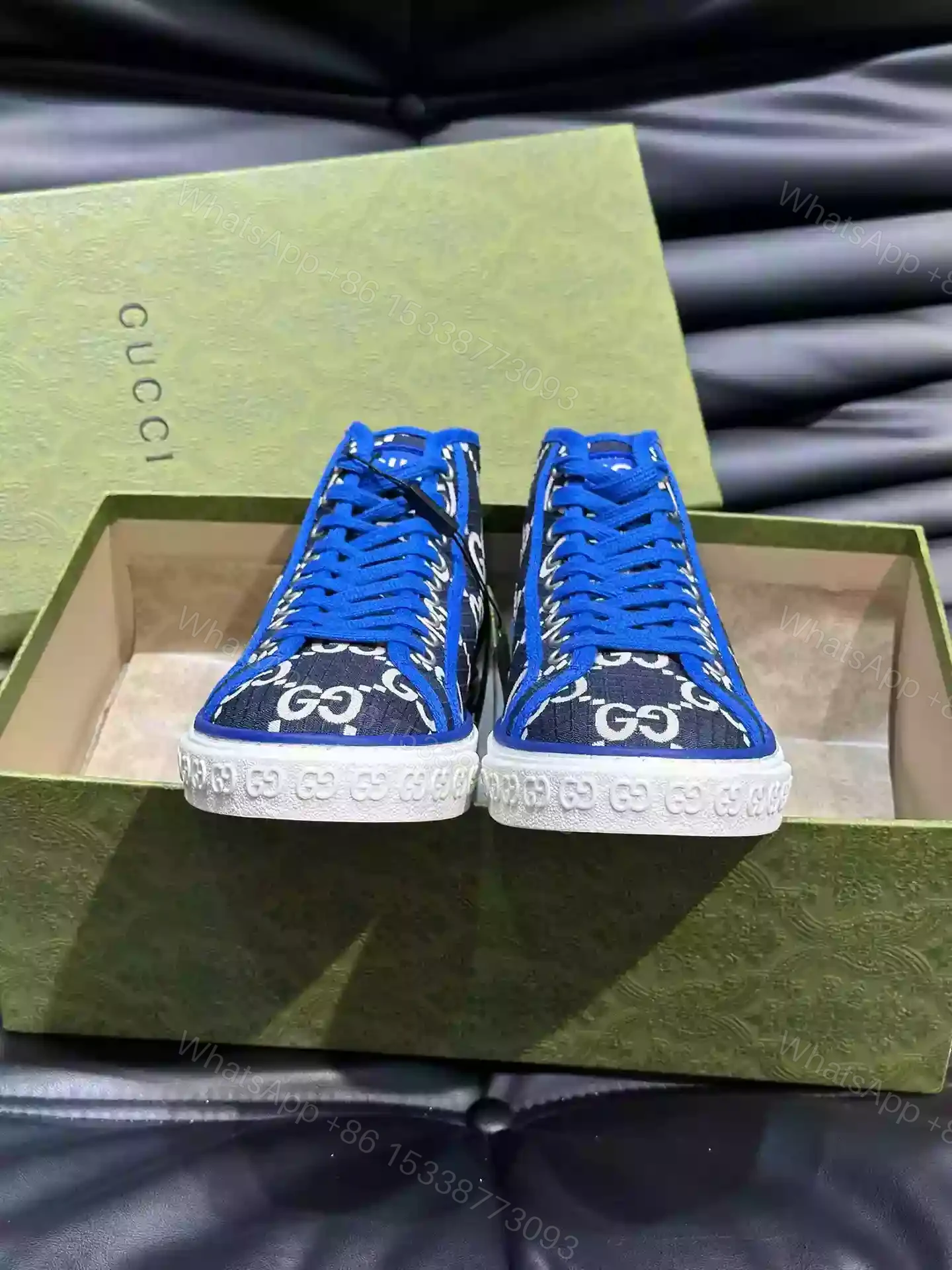 View 8 of GUCCI TENNIS 1977 HIGH-TOP SHOES SNEAKERS IN BLACK/BLUE – GC284
