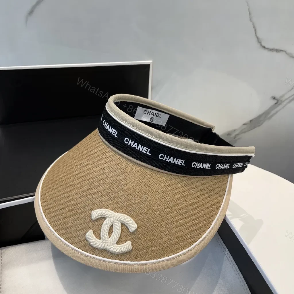 View 4 of Straw Visor: Elegant Beig e Straw, Logo Embroidery, Sun-Chic
