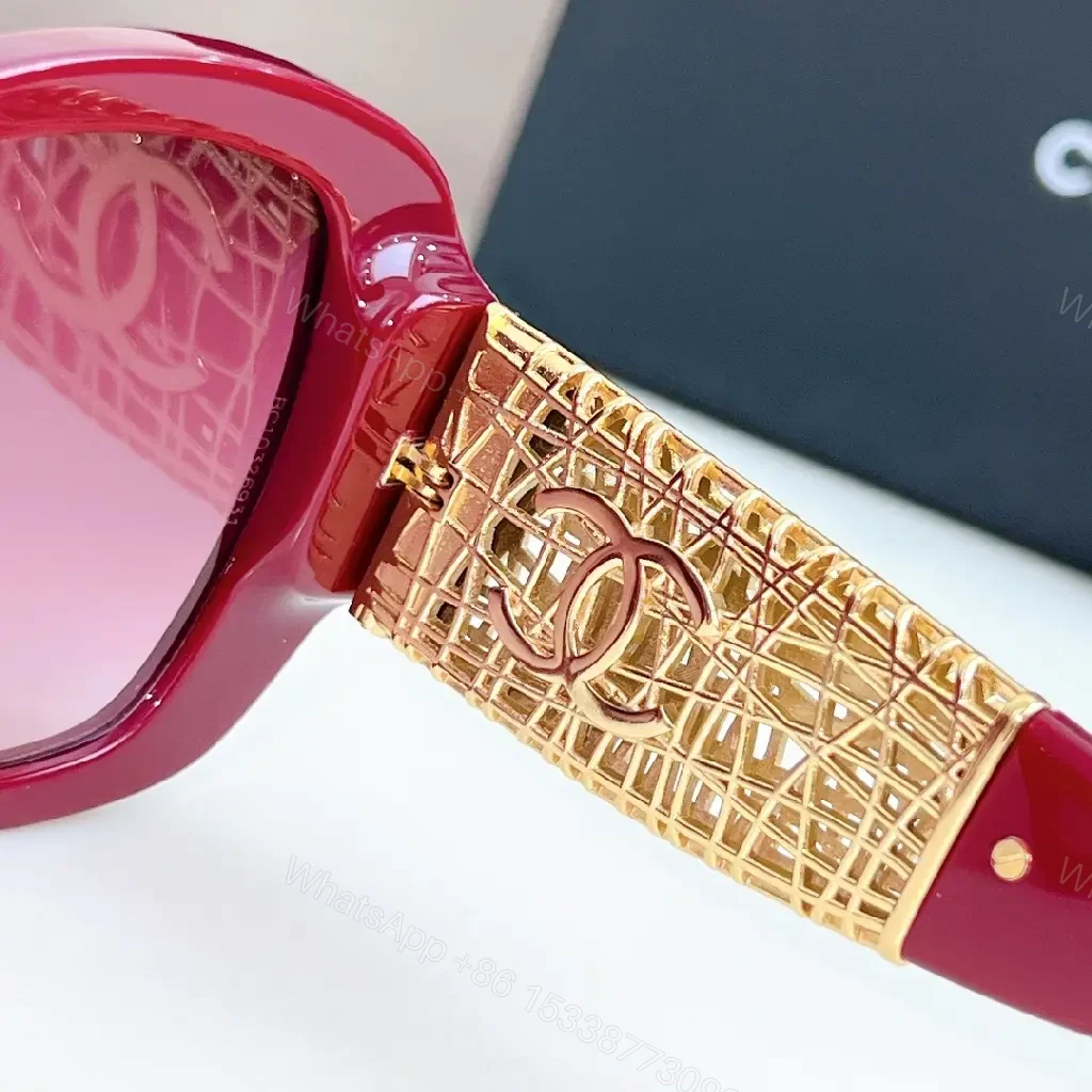 View 10 of Oversized Gold-Textured Sunglasses with Gradient Lenses, Black Frame