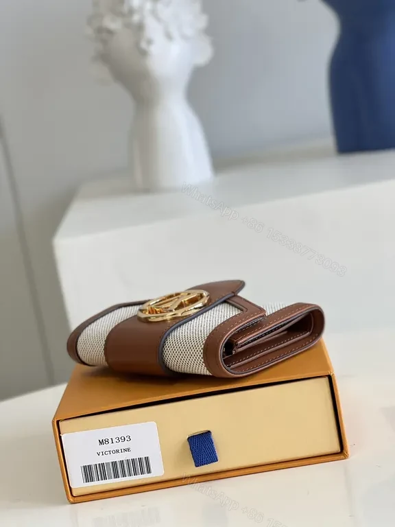View 6 of Iconic Victorine Wallet: Compact Luxury Canvas & Leather Trim