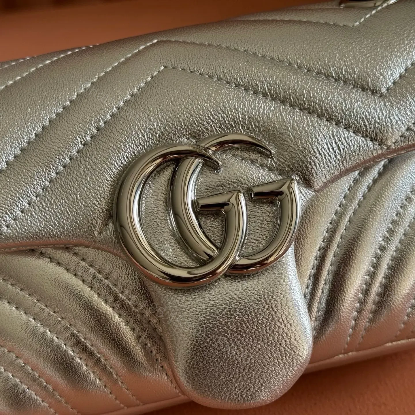 View 3 of GUCCI GG MARMONT BAG 22 IN SILVER LAMBSKIN
