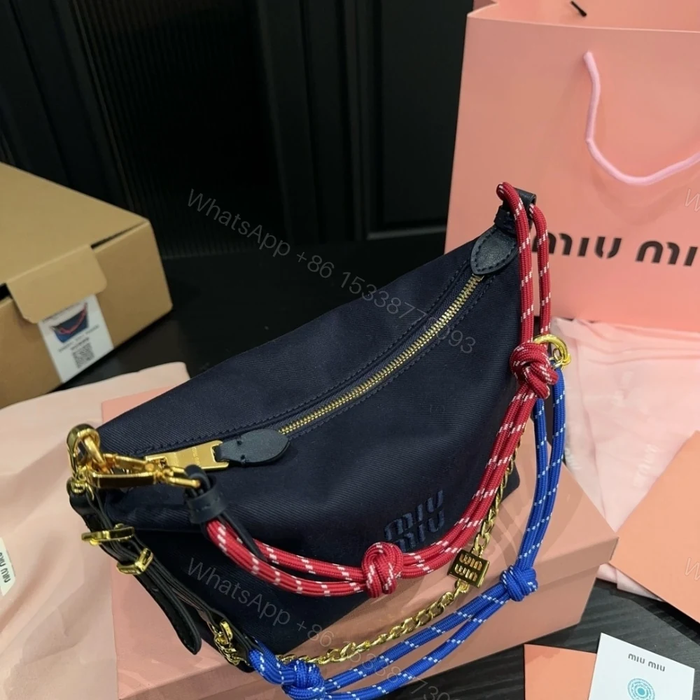 View 4 of MIUMIU GABARDINE POUCH INDIGO AND AMARANTH 18CM 5NE841 2IA7 F04GM