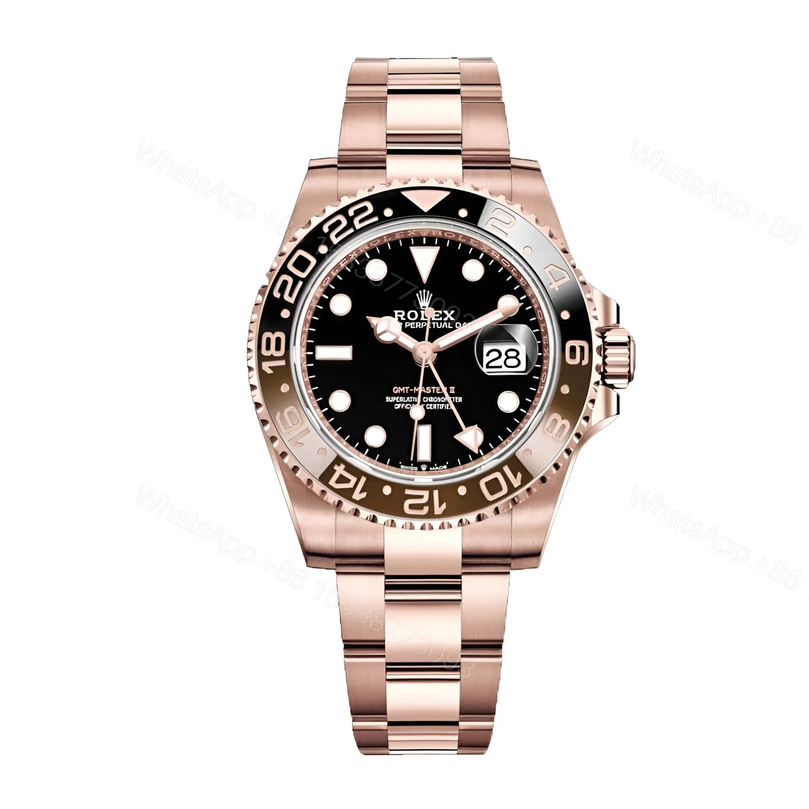 Rolex GMT-Master II 126715CHNR-0001 Rose Gold Automatic Black Dial Oyster Replica — view 1