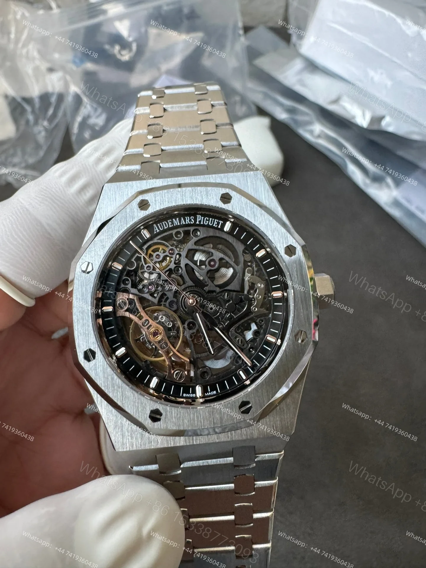 View 3 of Audemars Piguet Super Clone Royal Oak 15407ST Skeleton Dial 41MM