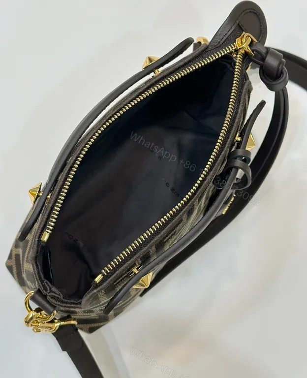 View 2 of Gold-Hardware Fendi-Inspired Monogram Crossbody Bag