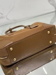 View 4 of LARGE TOP HANDLE BAG 35 IN CHERRY WOOD NYLON AND CALFSKIN TRIM