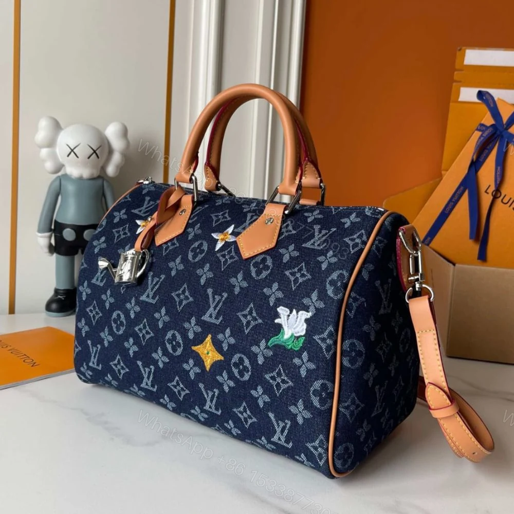 View 3 of Louis Vuitton Speedy 30 Bandoulière Bag Blue Denim 30Cm M27556