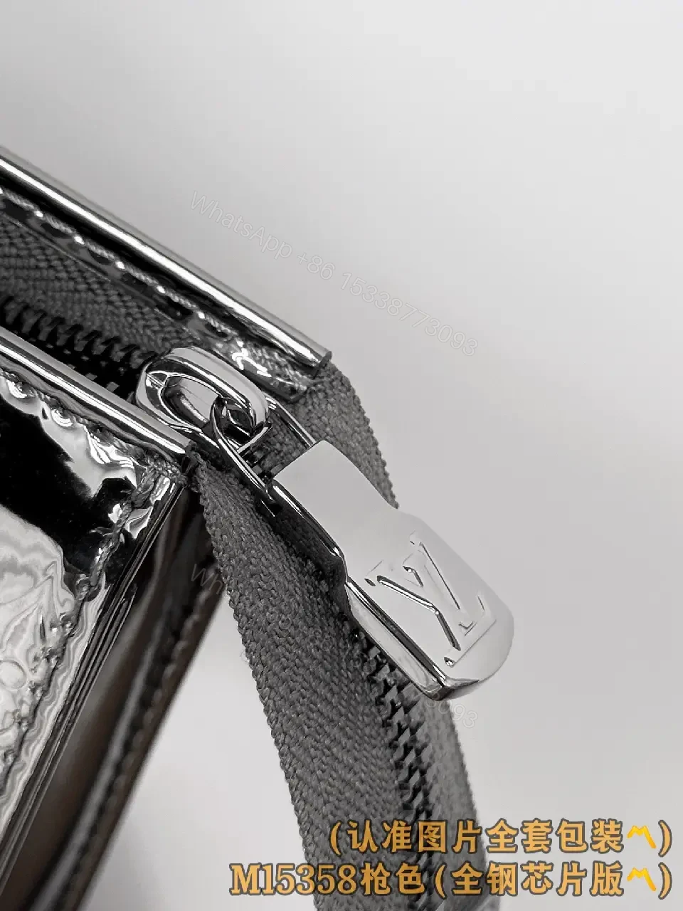 View 6 of Gunmetal Monogram Luxe Wallet: Glossy Coated Canvas, Bi-Fold
