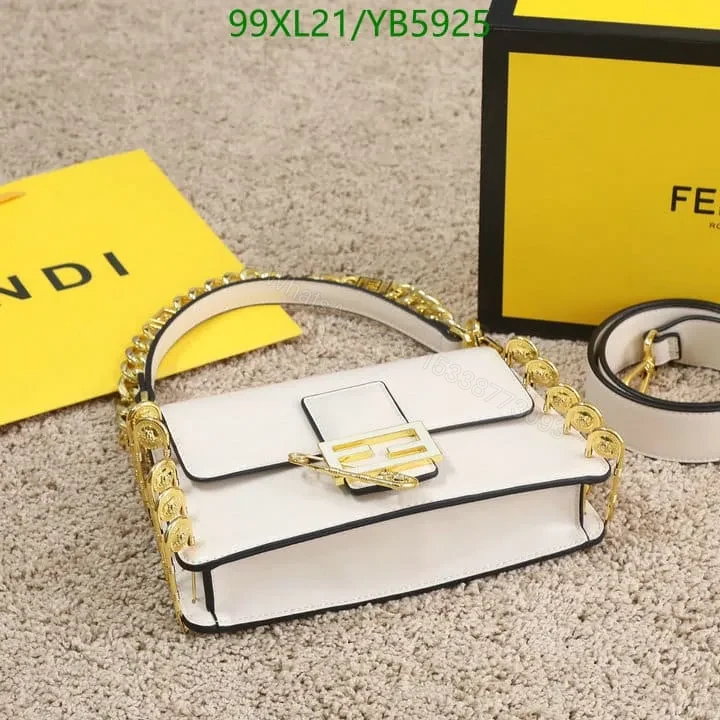 View 3 of Fendi Baguette Brooch White Leather Bag YB5925