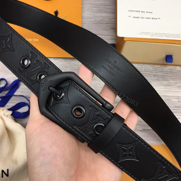 View 5 of Bold Black Leather Belt Matte Buckle â€“ Premium Casual Accessory