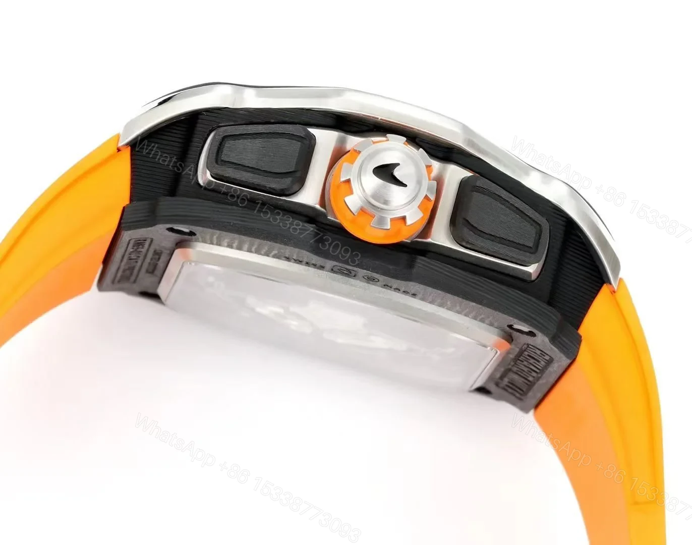 View 6 of Richard Mille RM65-01 McLaren W1 Automatic Chronograph Watch Orange Strap Carbon TPT Titanium Skeleton Dial RMAC4 Movement Premium Edition RM65-01-MCL-W1-ORG