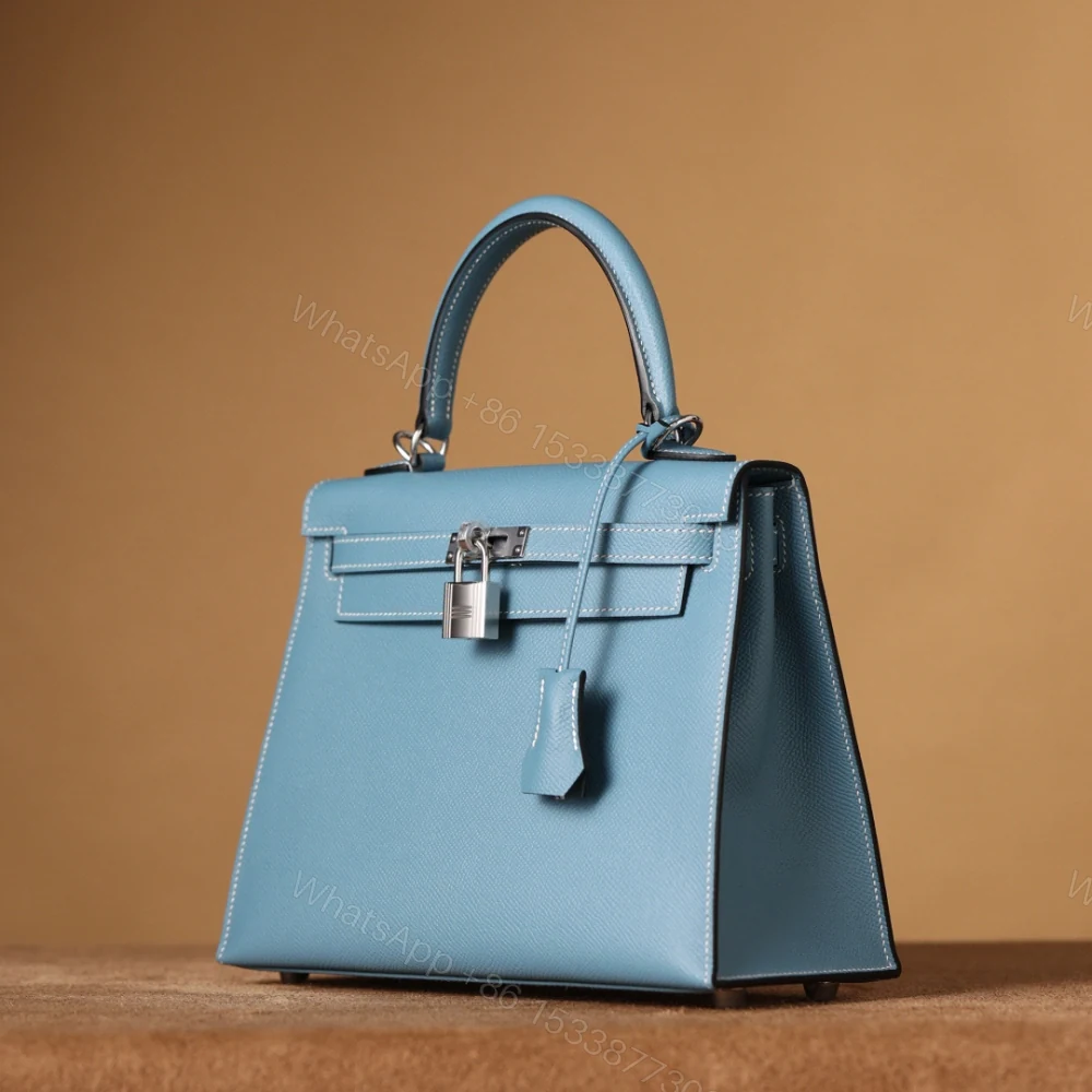 View 3 of 高仿Hermes*Kelly25Epsom牛皮牛仔藍銀扣/純手工
