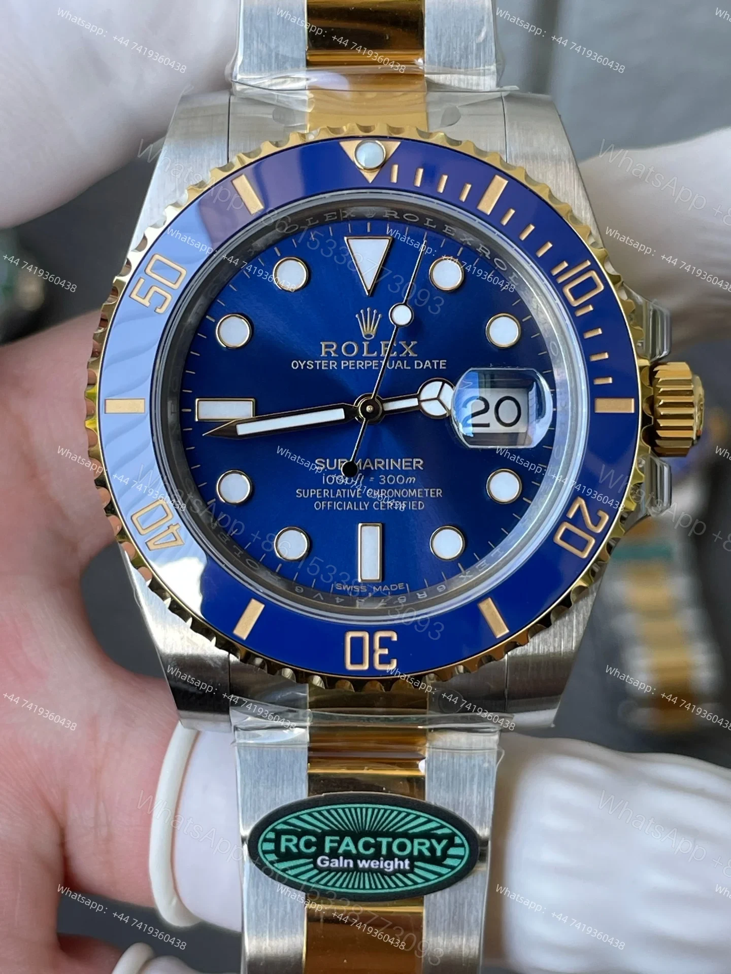 View 3 of Rolex Super Clone Watches 1:1 Submariner 116613LB Bluesy Two Tone 3135