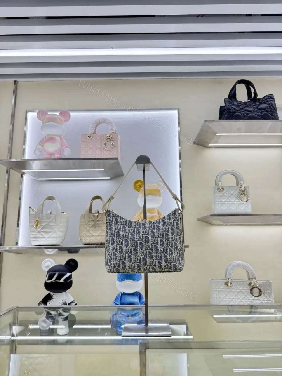 View 4 of Textured Print Shoulder Bag with Gold Hardware - Luxe Everyday Style