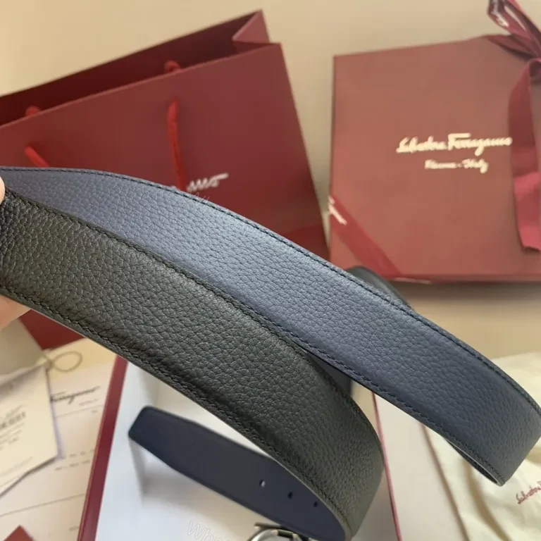 View 3 of Gancini Belt in Black Leather â€“ Luxury Designer Belt
