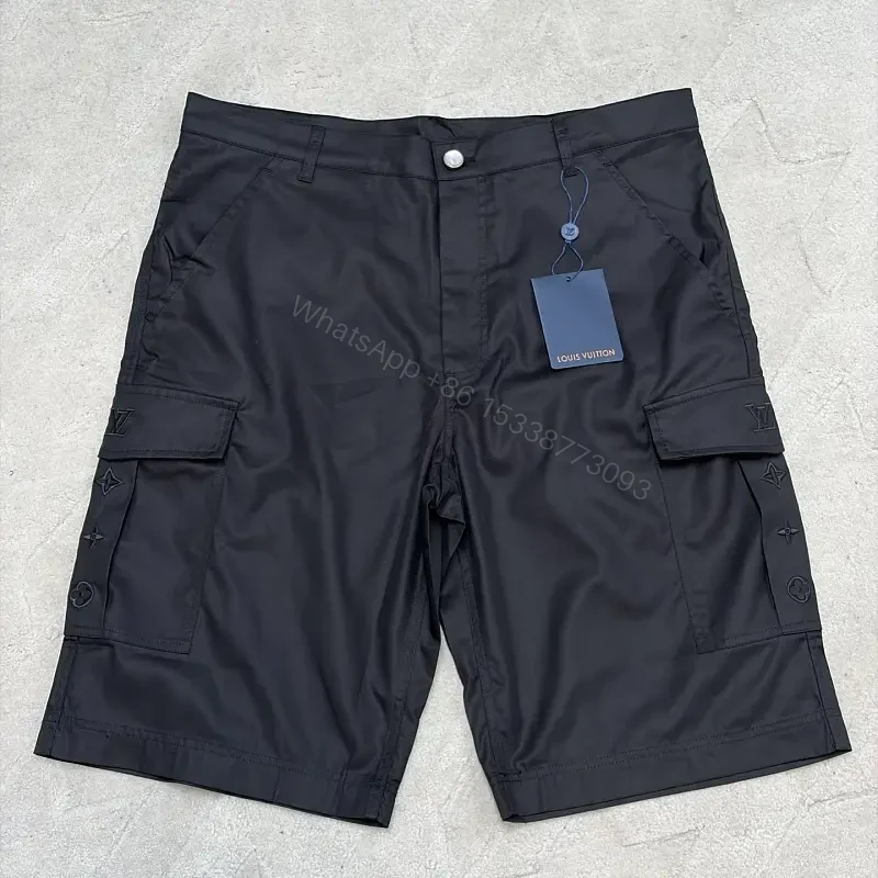 Black Nylon Cargo Shorts Louis Vuitton Style Utility Pockets Shortage Key Feature — view 1