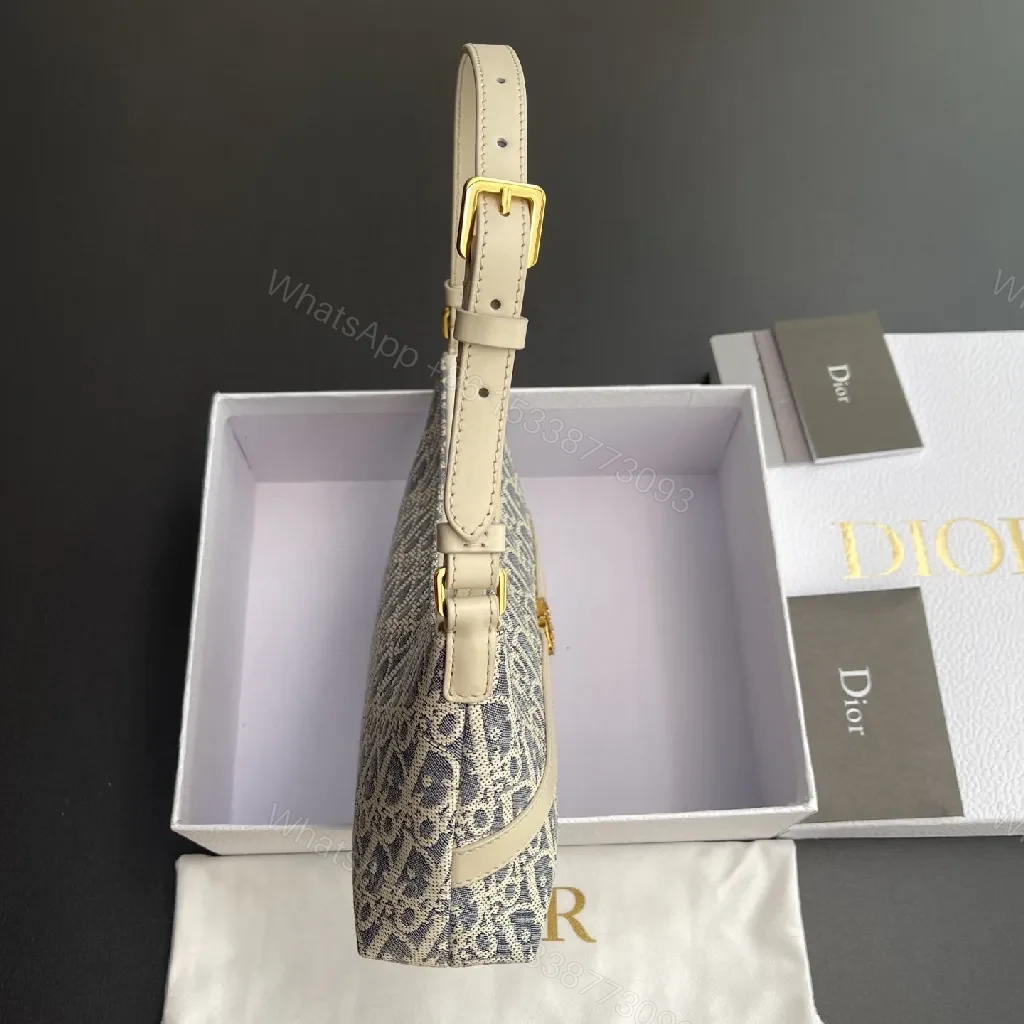 View 4 of Denim Jacquard Mini Bag with Gold-Accent Hardware