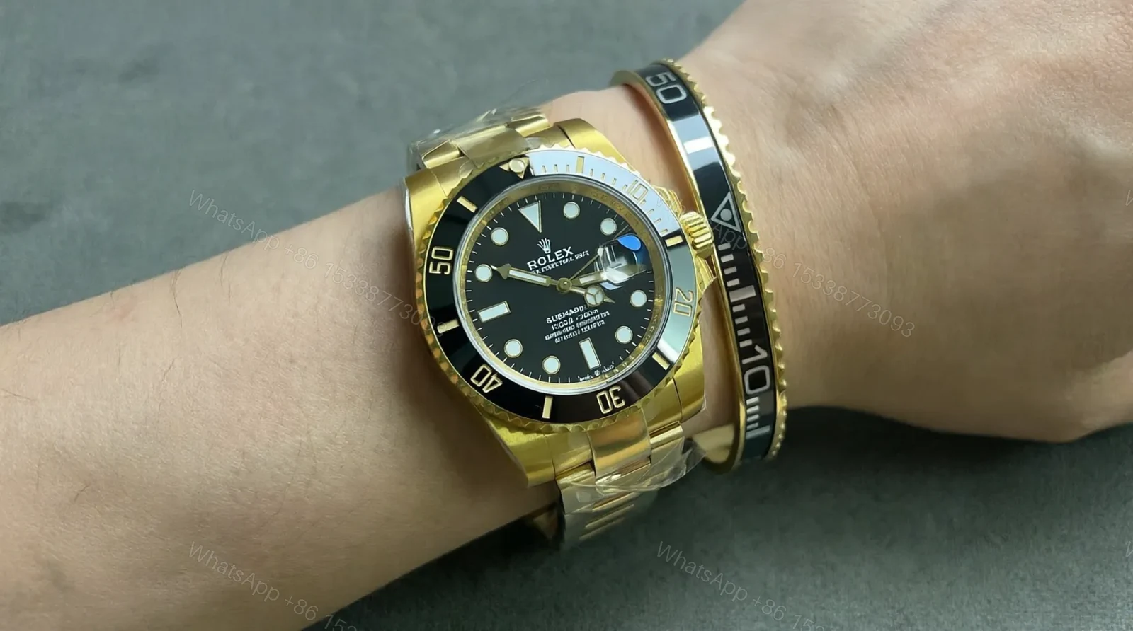 View 2 of Black Submariner Gold Tone Bracelet