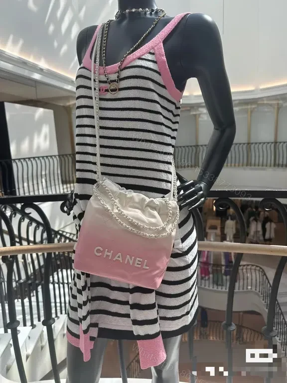 View 3 of Soft Gradient Quilted Bag with CHANEL Logo Chain Bag