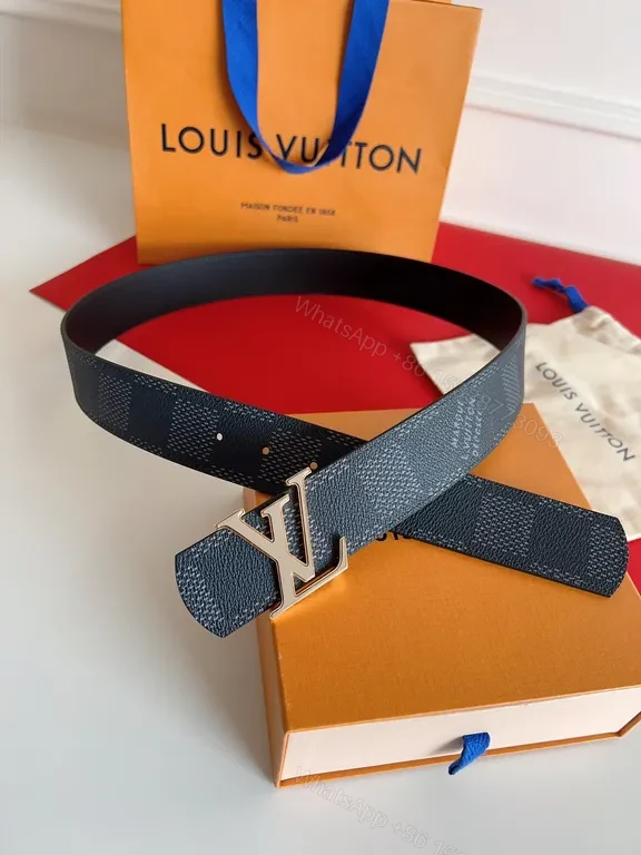 View 4 of Structured LV Monogram Belt: Subtle Luxury Belt