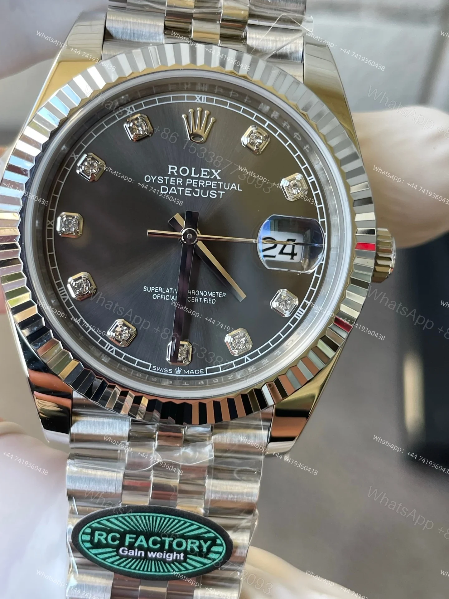 View 5 of Rolex Datejust M126334-0006 1:1 Replica Grey Diamond Dial Jubilee 41MM 3235 Movement Super Clone Watch