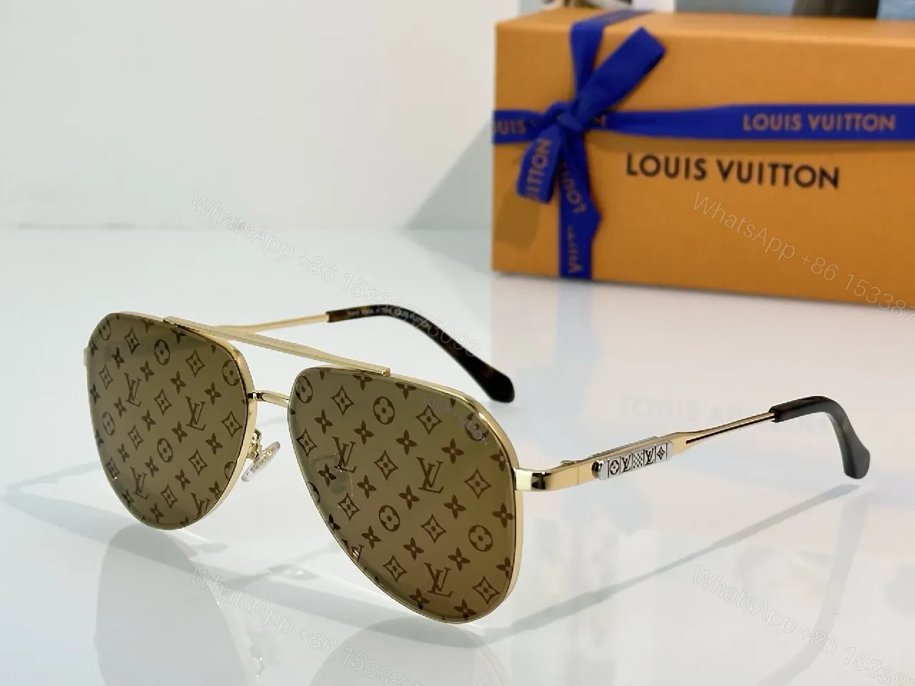 View 3 of Monogram Accent Sunglasses: Sleek Metal Aviator Shield
