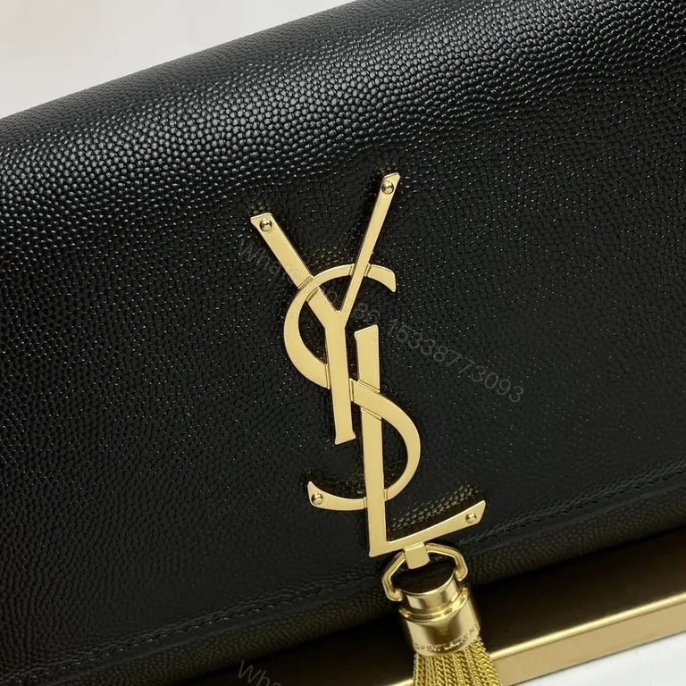 View 7 of Compact Black Leather Crossbody: YSL-Inspired Luxe Monogram