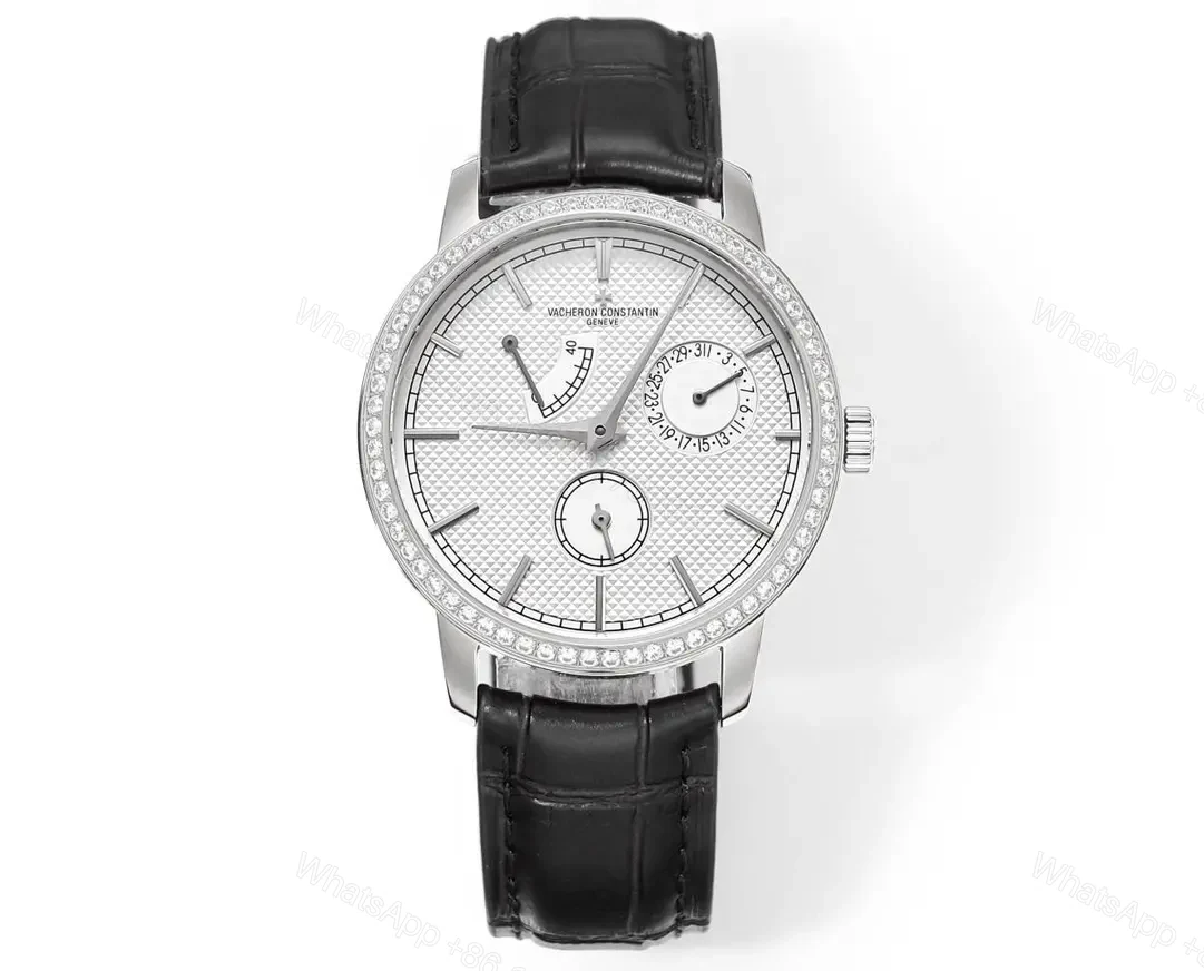 Vacheron Constantin Traditionnelle Mechanical Watch 83520/000R-9909 – Silver Dial, Black Leather Strap, 40mm Case, Automatic Movement with Power Reserve, Day, Date, and Small Seconds Display — view 1