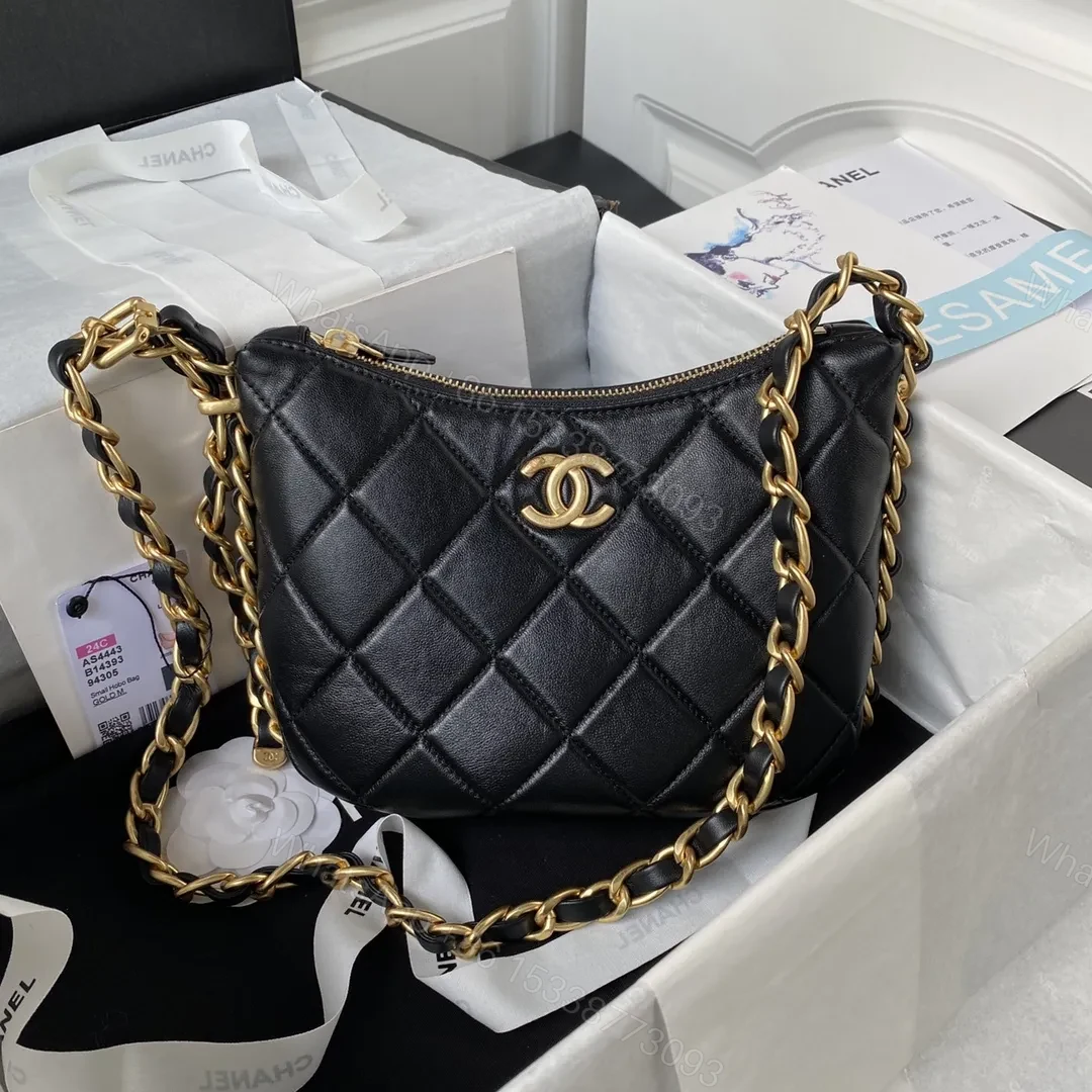 View 2 of Chanel 22K Hobo Bag Logo Chain Lambskin