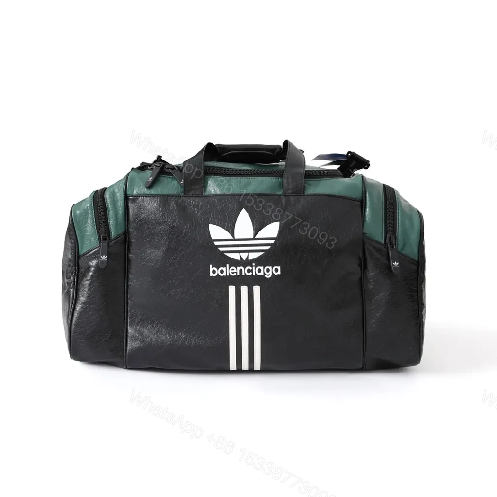 Bold Black-Emerald Contrast Weekender, Iconic Three-Stripes Finish — view 1