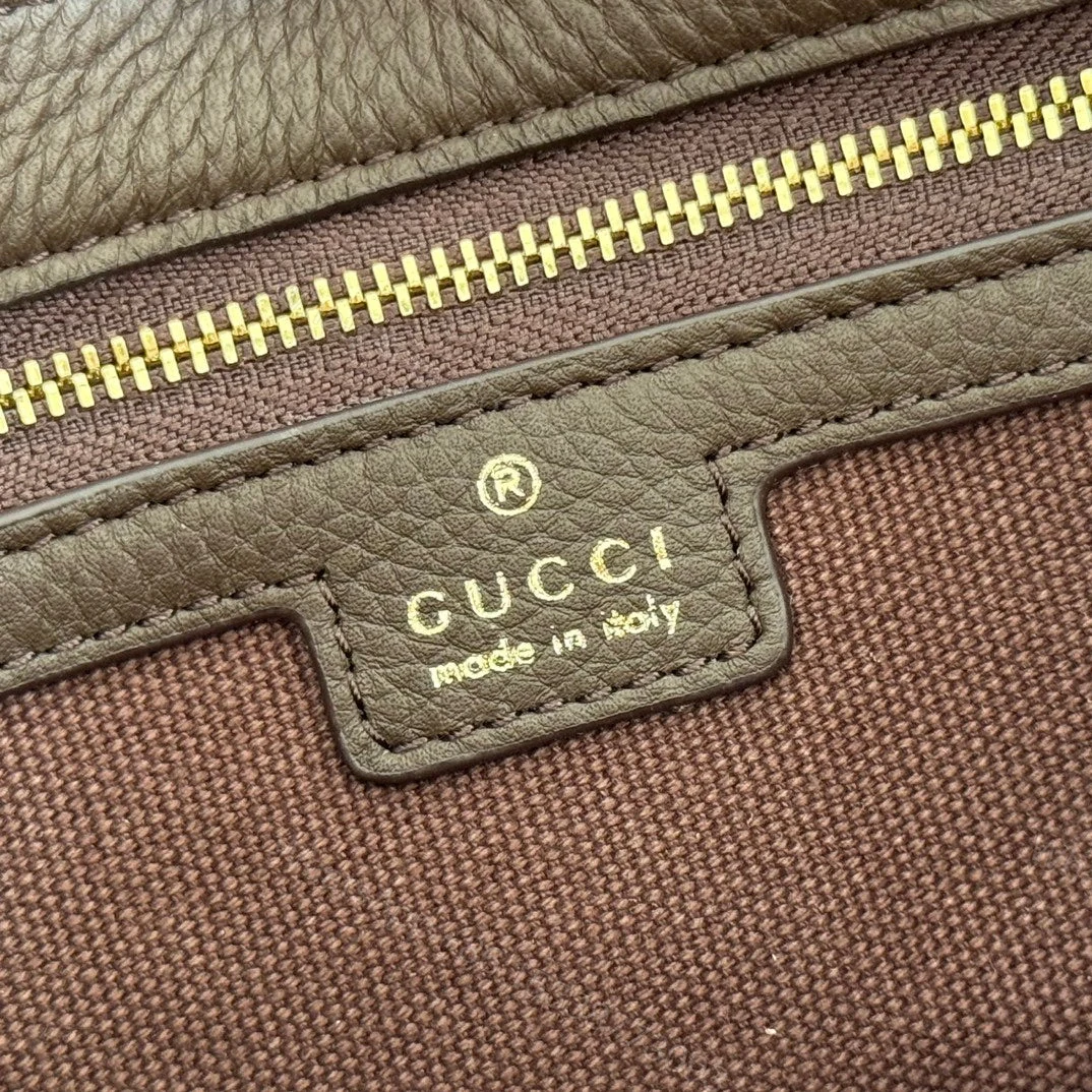 View 9 of GUCCI 25S JACKIE 1961 SMALL BAG 28 CM IN DARK BROWN LEATHER WITH GOLD HARDWARE