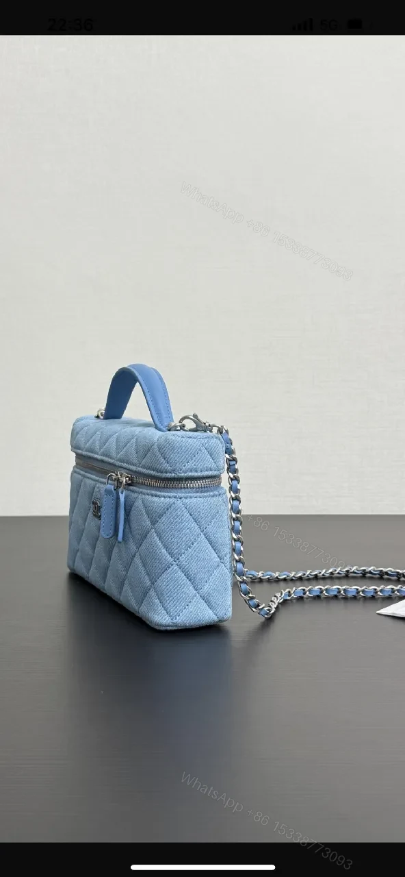 View 3 of Blue Quilted Leather Crossbody: Structured Everyday Luxury