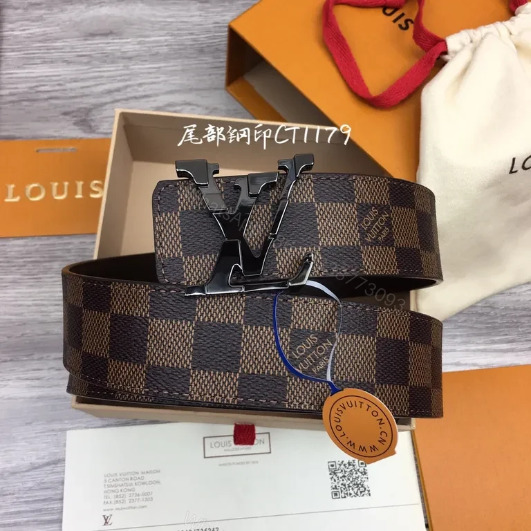 View 3 of Damier Ebony Belt: Premium LV Canvas, Matte Buckle, Adjustable