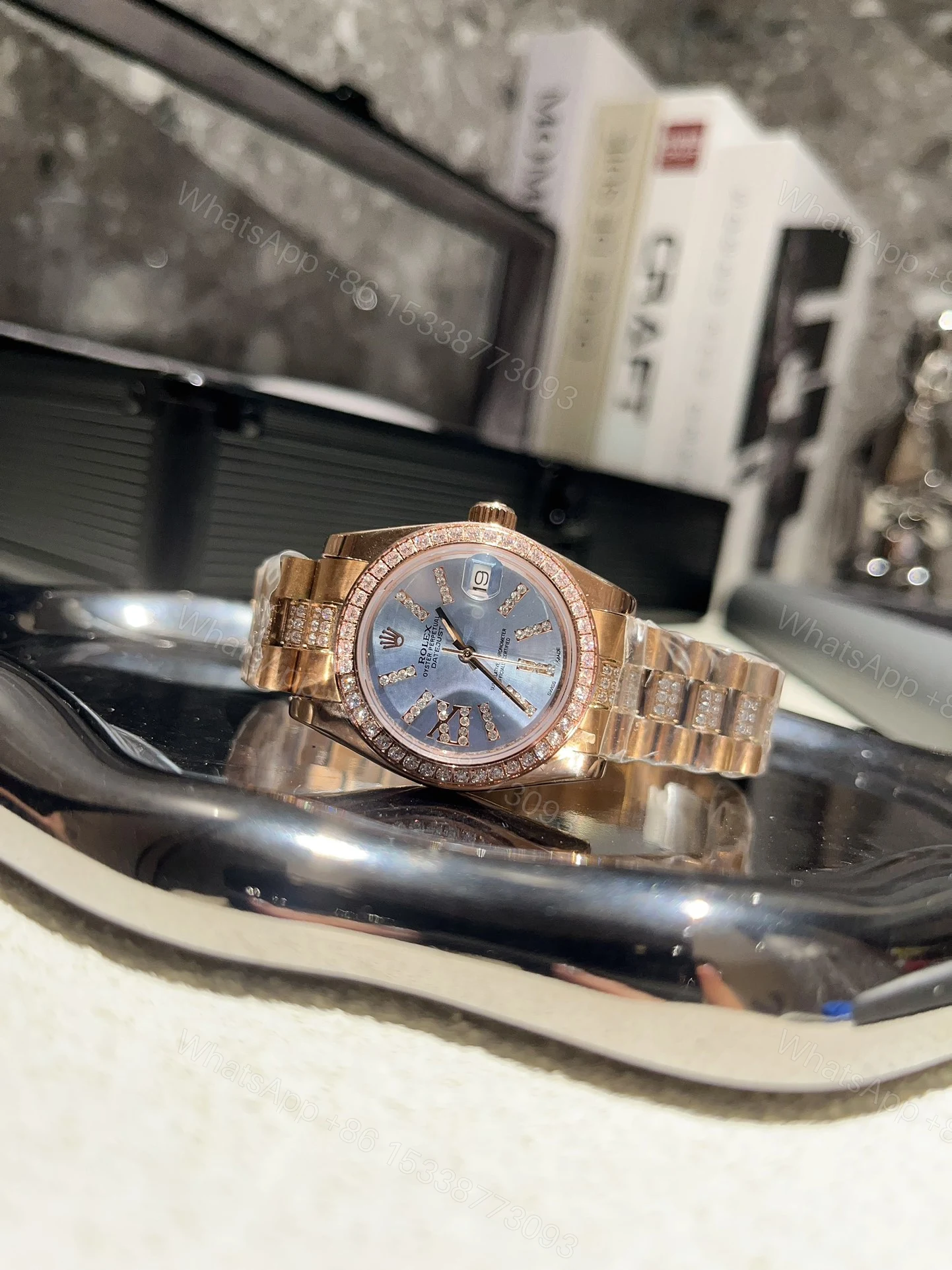 View 2 of Rolex Datejust Diamond In Rose Gold With Blue Dial 31Mm