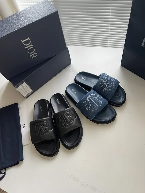 View 7 of Chic Black Dior-Embossed Slide: All-Day Comfort Luxury