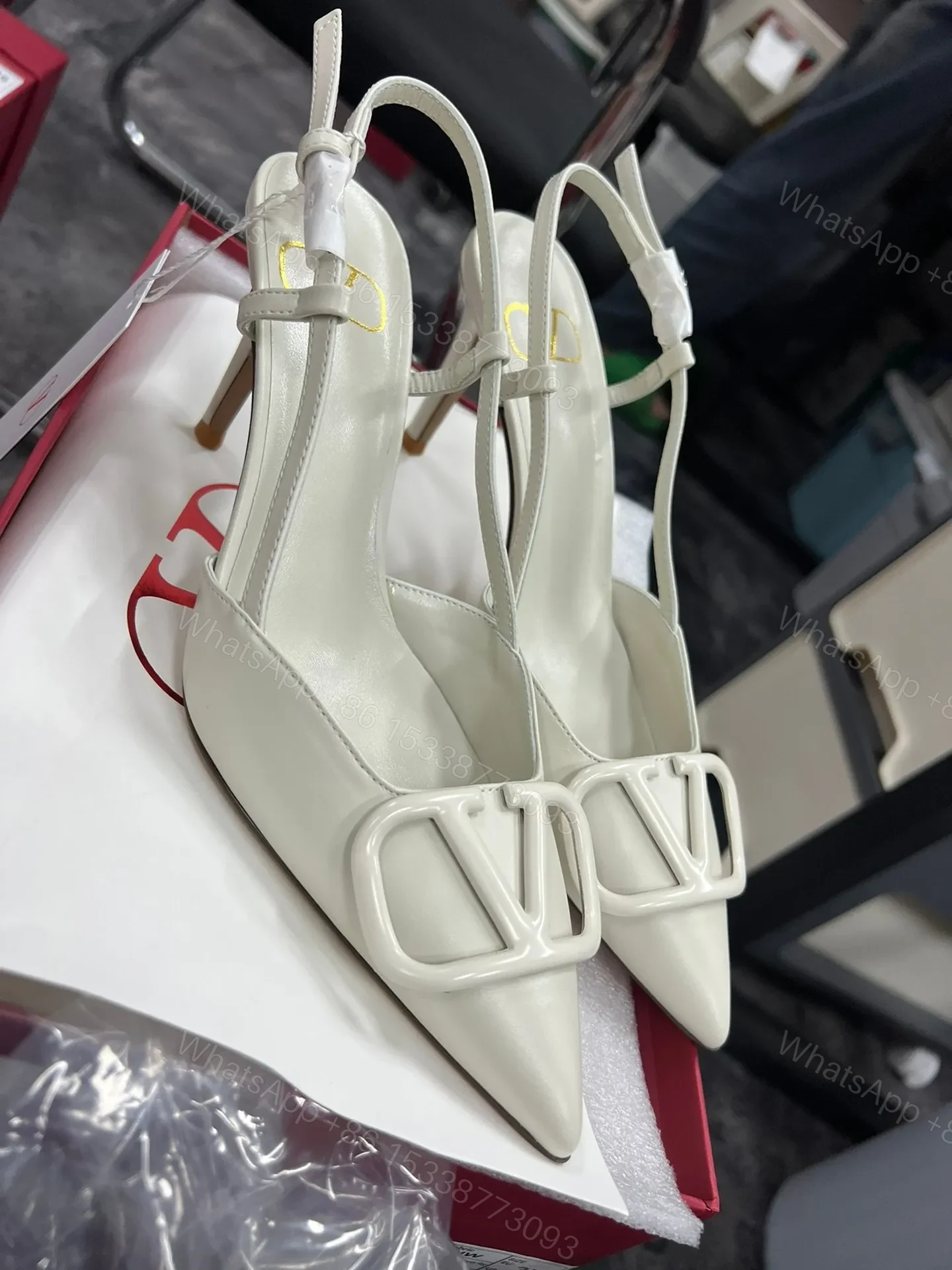 View 2 of Valentino Women White Slingback Leather Pumps