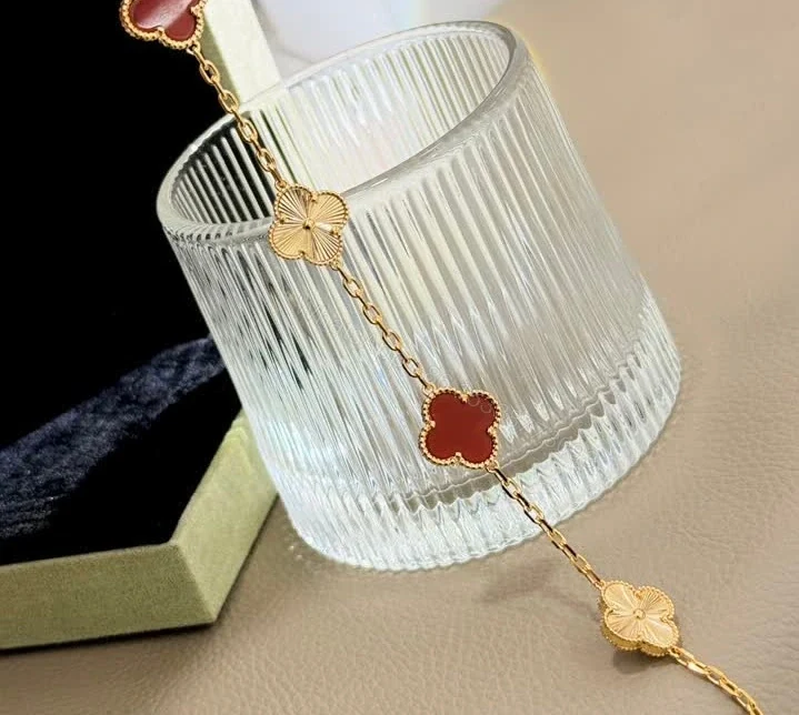 View 8 of Van Cleef Arpels Replica Alhambra Carnelian Guilloche Bracelet