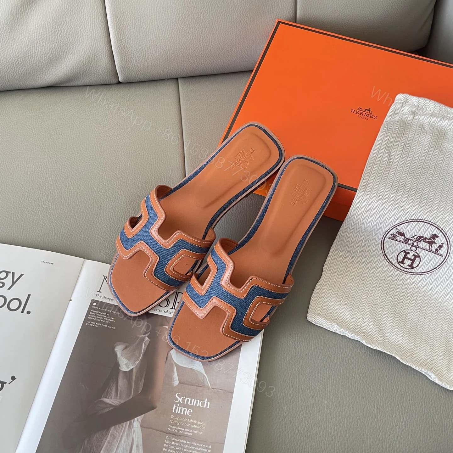 View 4 of HERMES ORAN SANDAL BLEU BRUT GOLD H221105ZV48340