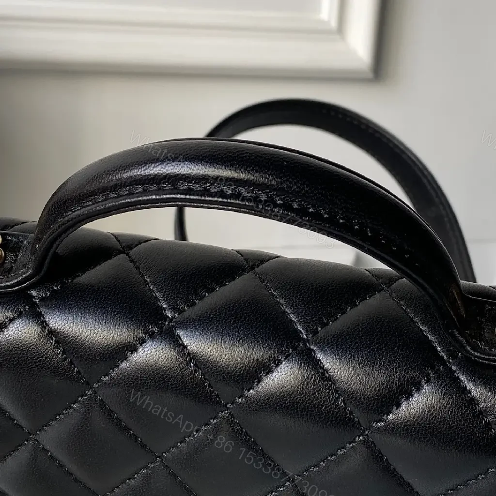 View 3 of Quilted Calfskin Bag with Gold Chain - Classic Chic