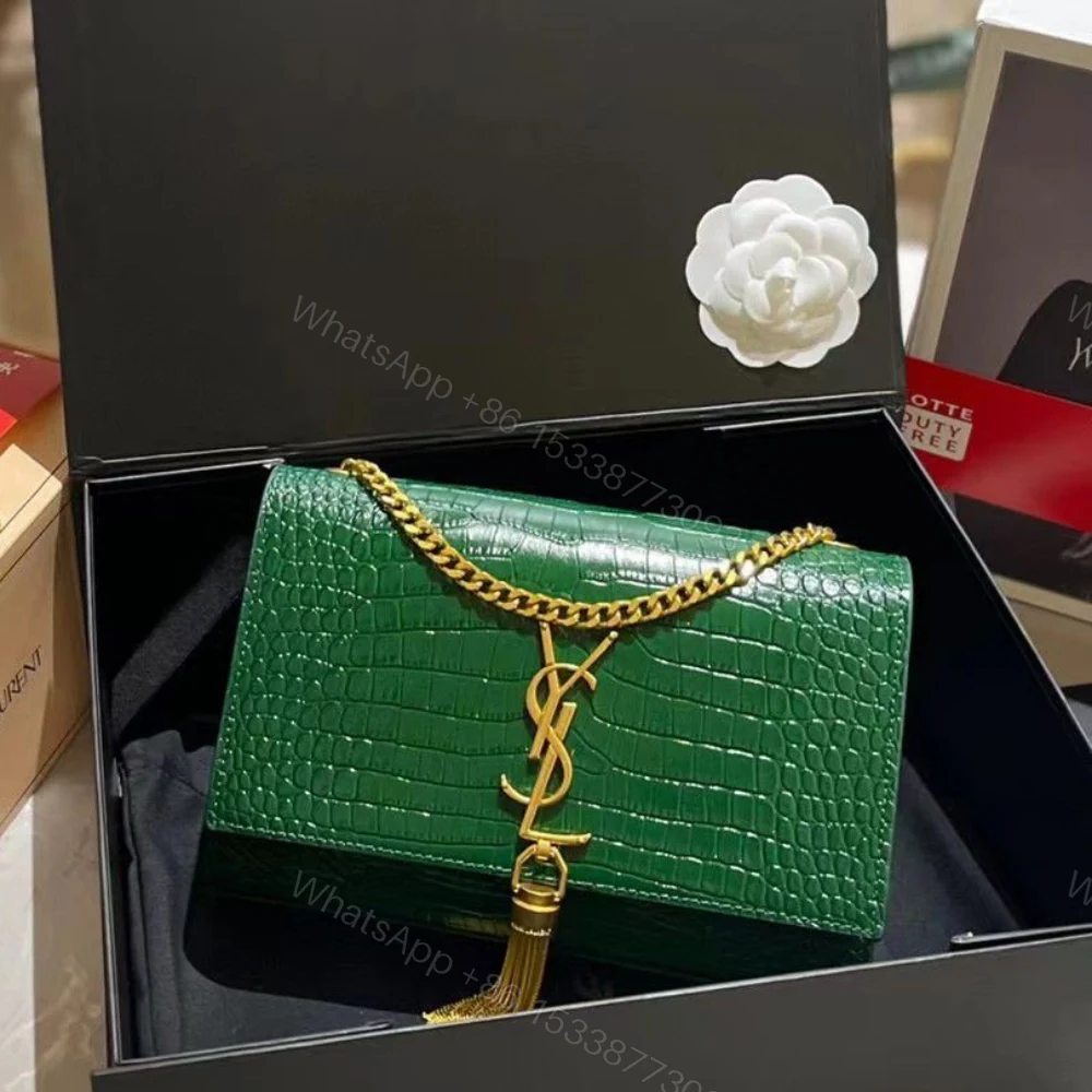 View 2 of Saint Laurent Kate Tassel Medium With Gold Hardware Green 22Cm