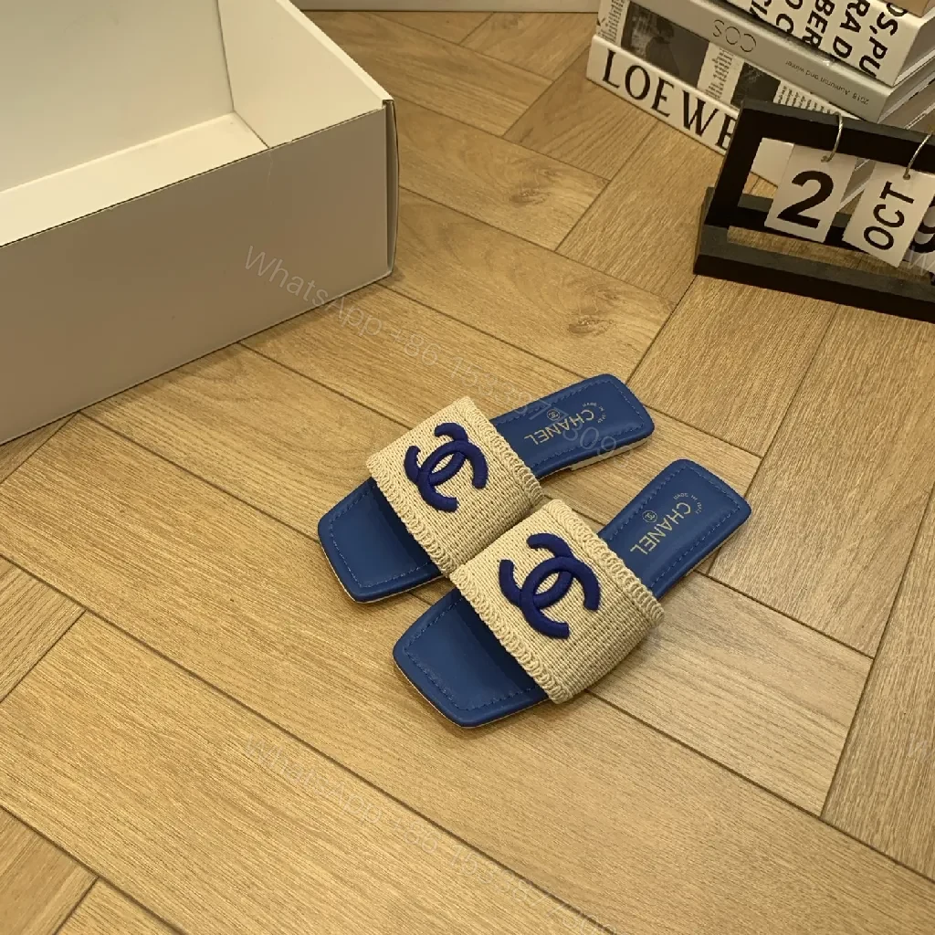 Blue Woven Strap Slide - Designer-Inspired Luxury Sandal — view 1