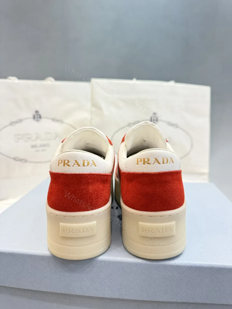 View 4 of Bold Red & White Platform Sneaker: Luxe Crest Edition