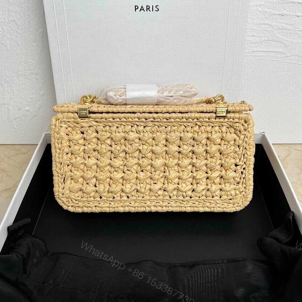 View 4 of CELINE CHAIN SHOULDER BAG CLAUDE IN RAFFIA EFFECT TEXTILE