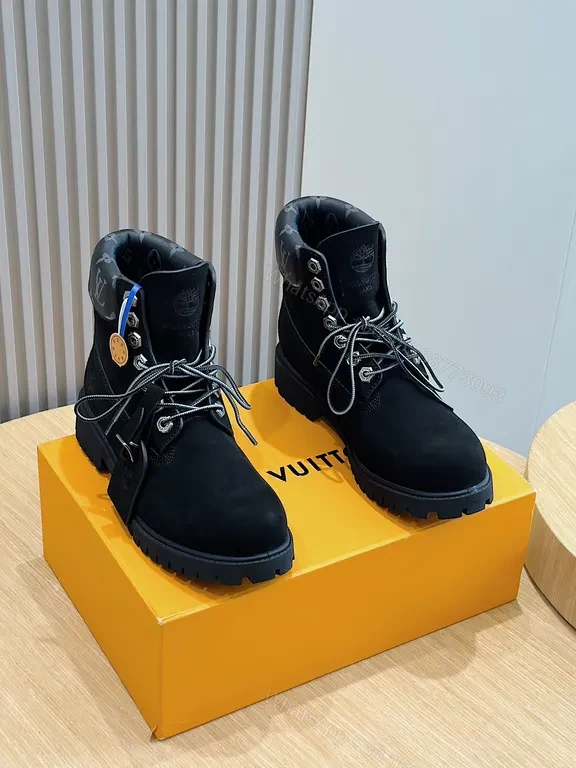 View 8 of Luxe LV-Accent Suede High-Top Boots, Rugged Comfort