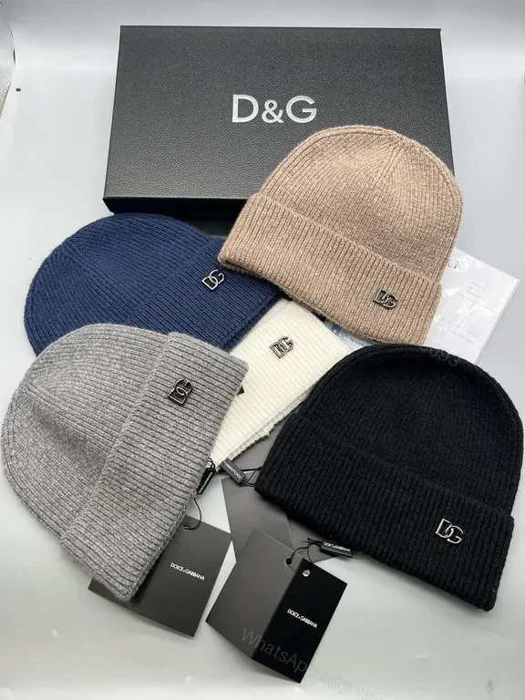 View 3 of Camel Wool-Blend Knit Beanie | D&G Logo, Rib Knit, Luxe Comfort