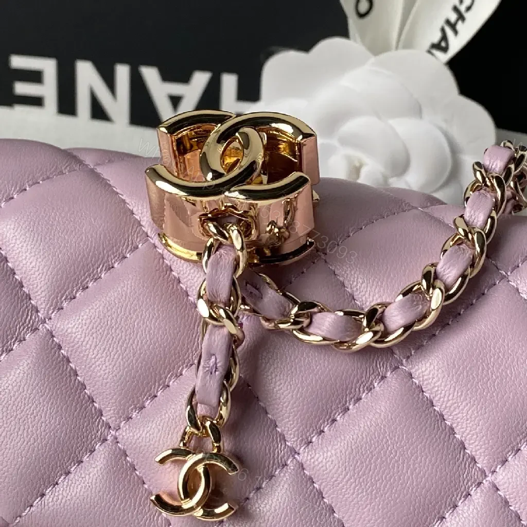View 3 of Lilac Quilted Leather Bag, Gold Hardware, Structured Chic, Turn-Lock Tote