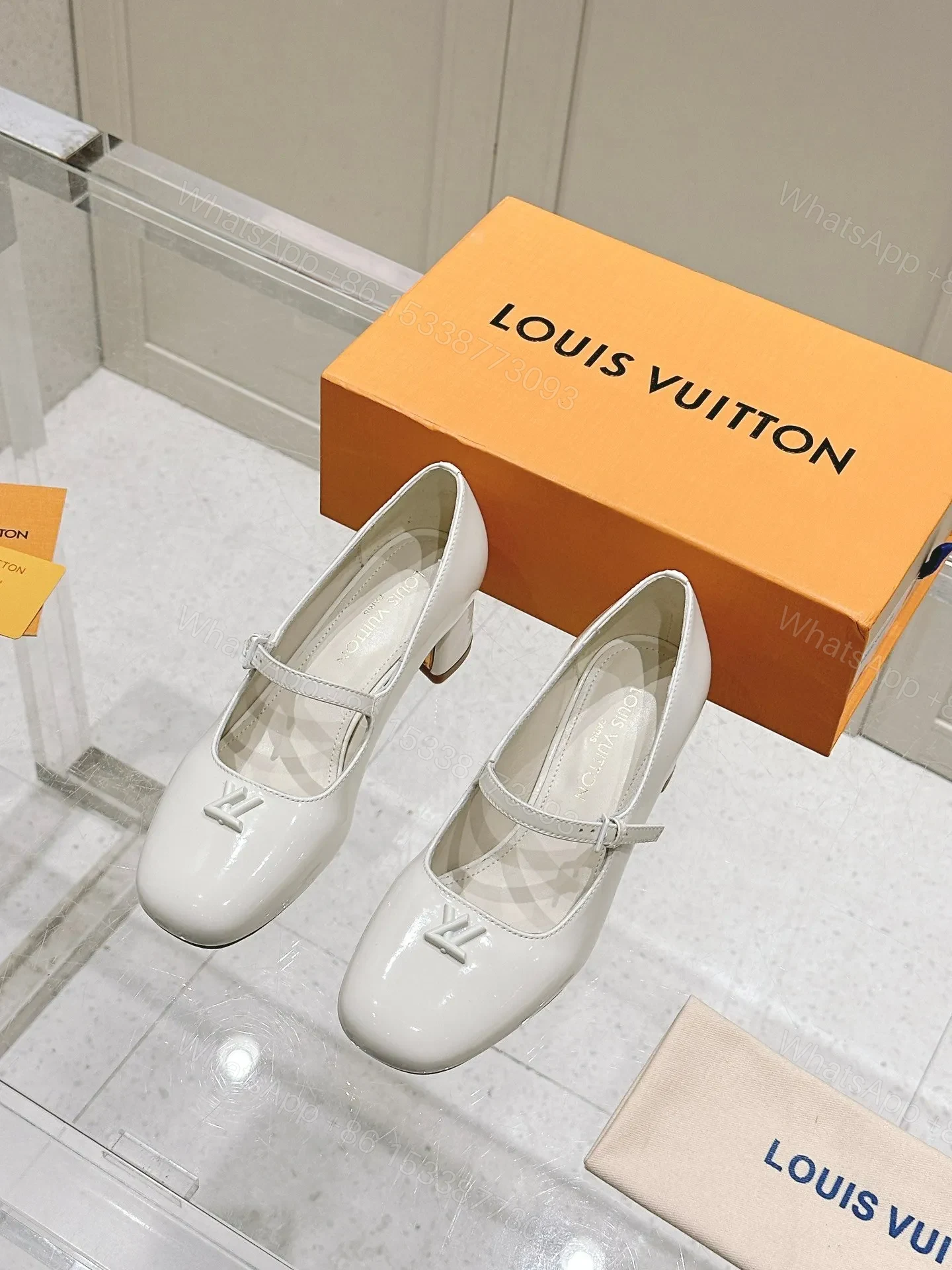 LV Women White Patent Leather Heels — view 1