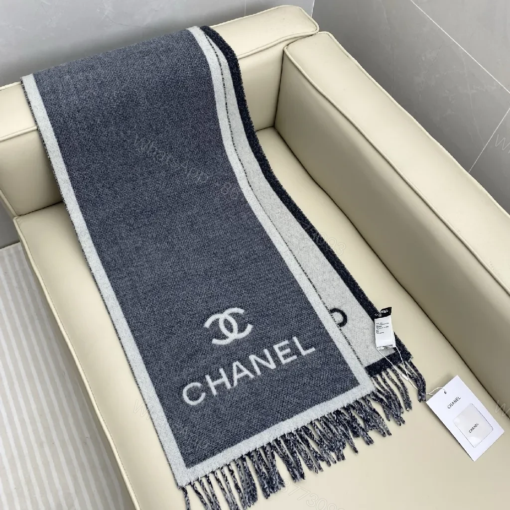 View 5 of Navy Knit Scarf: Luxurious Unisex Wrap with Fringed Detail