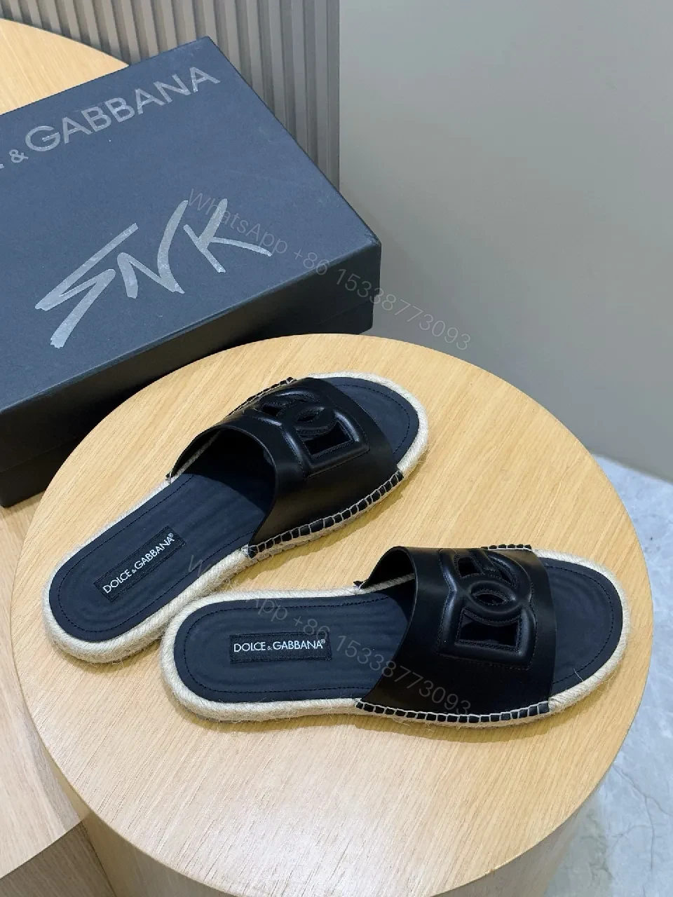 View 4 of Chic Minimalist Leather Sliders with Iconic Monogramed Split-sole Slide