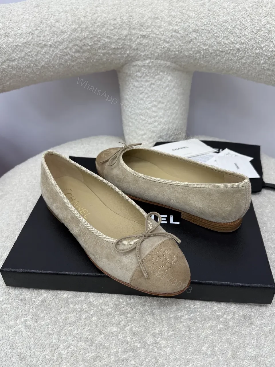 View 3 of Two-Tone Suede Ballet Flats: Lightweight, Subtle Texture